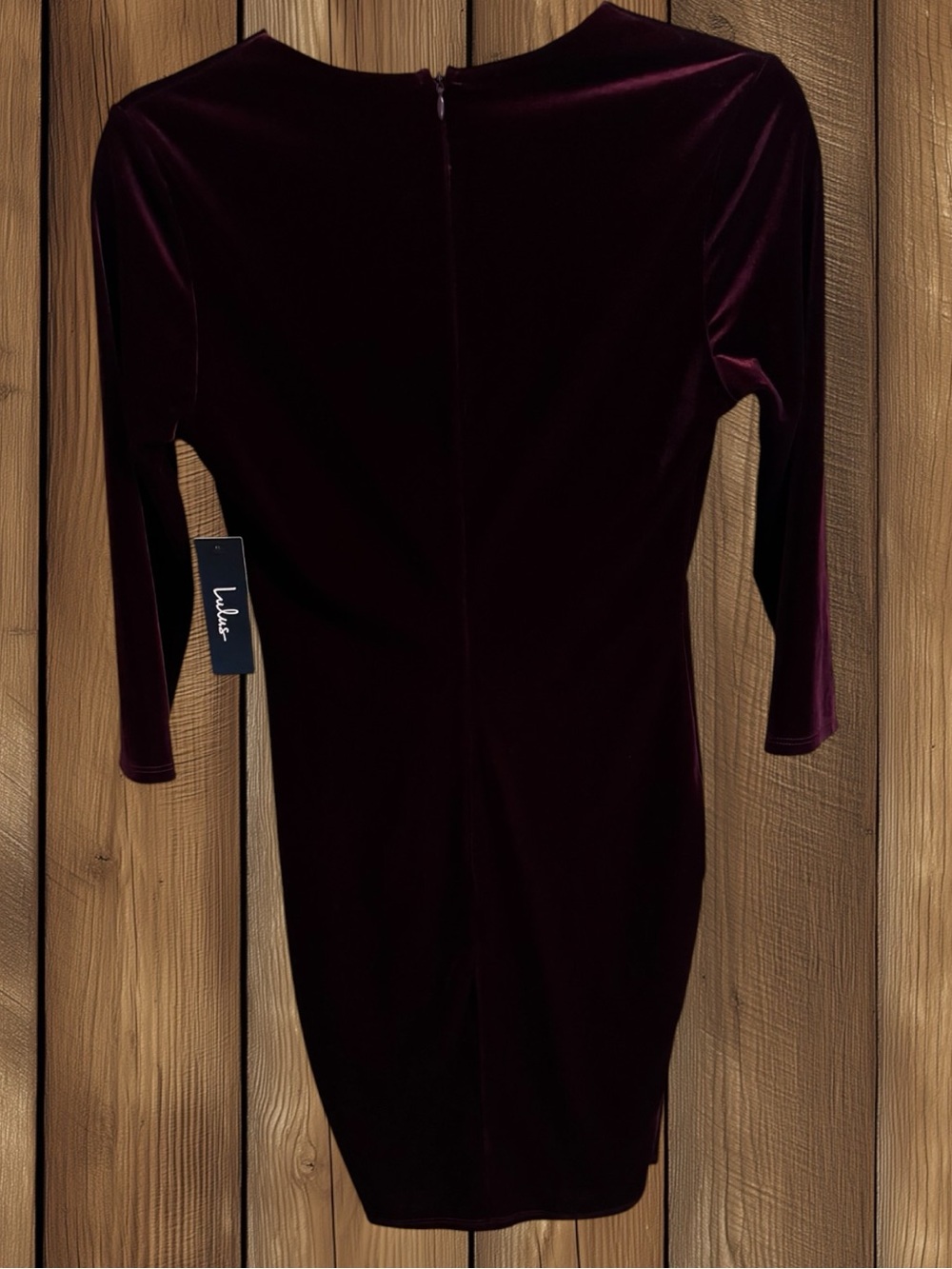 Lulus Anything For You Burgundy Velvet Bodycon V-Neck Mini Dress Size Small NWT - Picture 7 of 11
